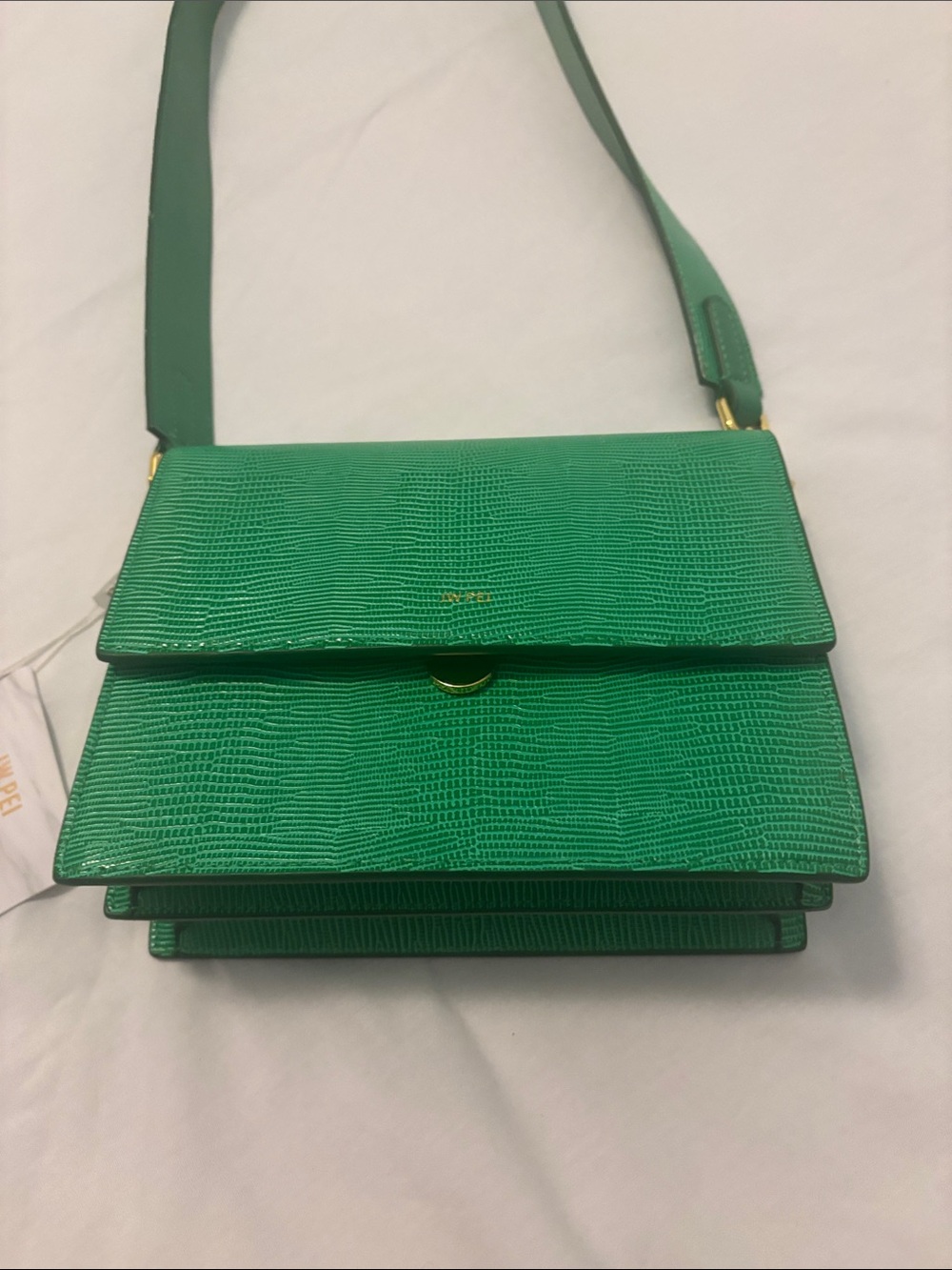 JW PEI Kelly Green Mini Flap shoulder bag faux lizard-embossed vegan Leather NWT